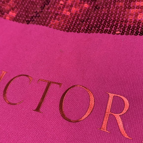 Victoria’s Secret Tote-Pink with Red Sequins-Canvas-Open Top-Guc - Picture 12 of 16